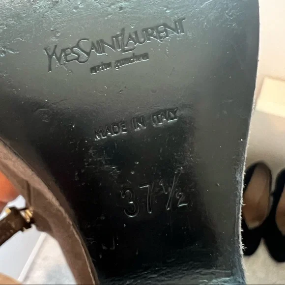 YSL gray suede lace up back wedges - Picture 8 of 8